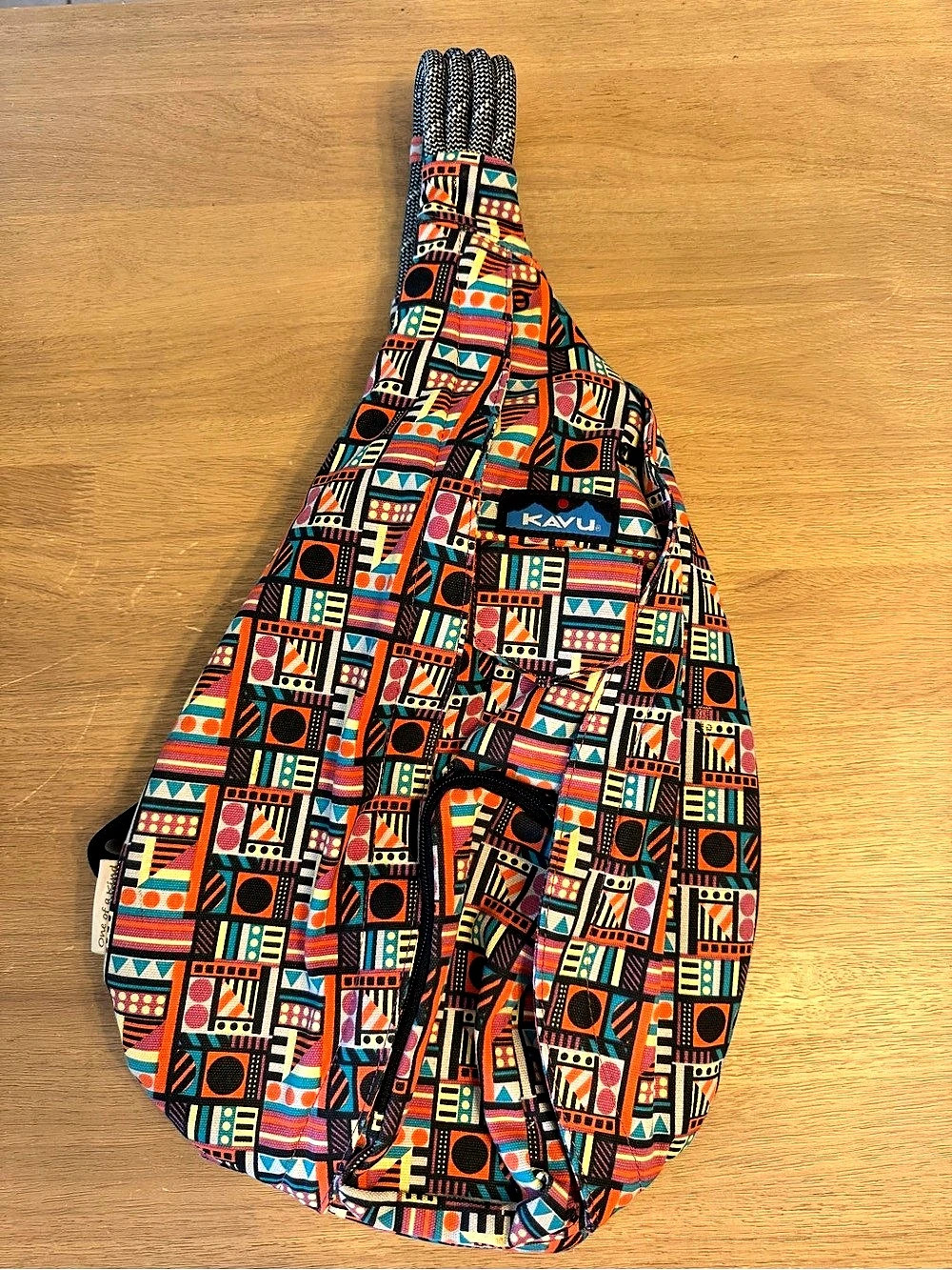 KAVU Rope Sling Bag Colorful Geometric Pattern